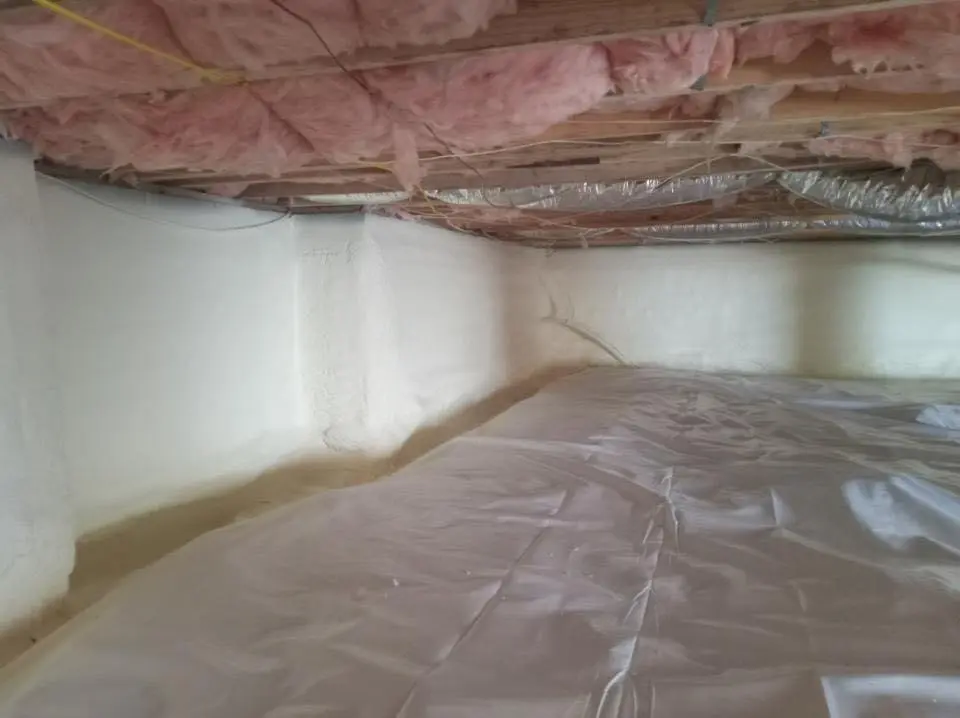 Crawl space encapsulation with closed-cell spray foam for Attic Insulation in Seaford